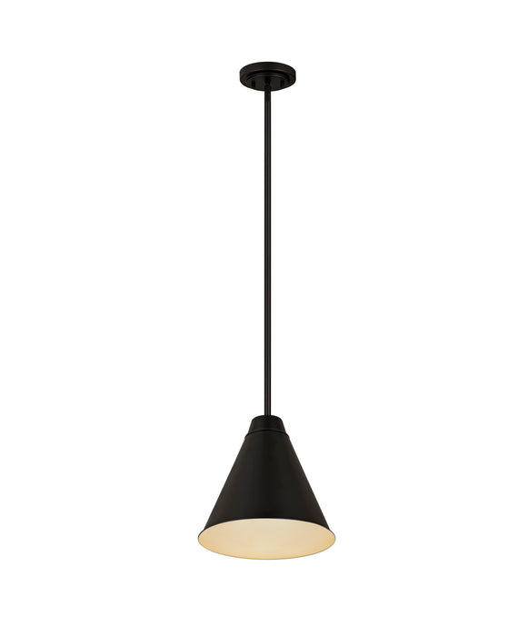 Z-Lite 6011P12-MB One Light Pendant, Matte Black