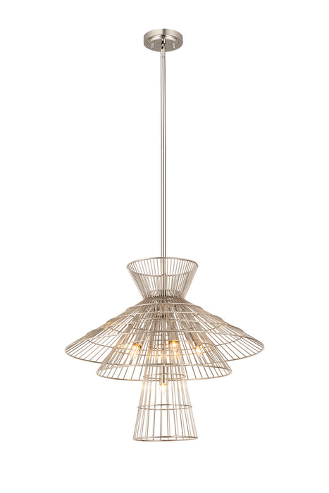 Z-Lite 6015-6PN Six Light Chandelier, Polished Nickel