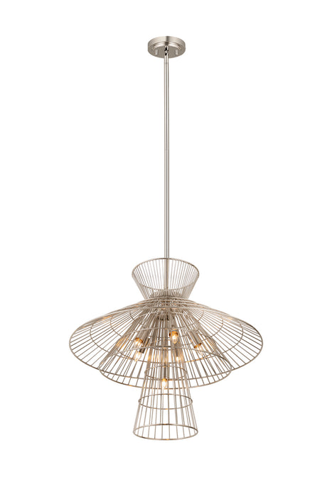 Z-Lite 6015-6PN Six Light Chandelier, Polished Nickel