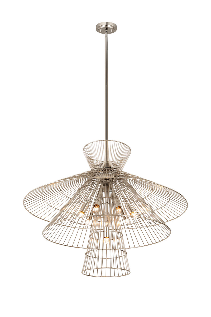 Z-Lite 6015-8PN Eight Light Chandelier, Polished Nickel