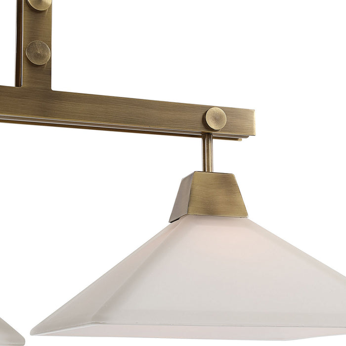 Uttermost 21346 Three Light Linear Chandelier, Aged Brass