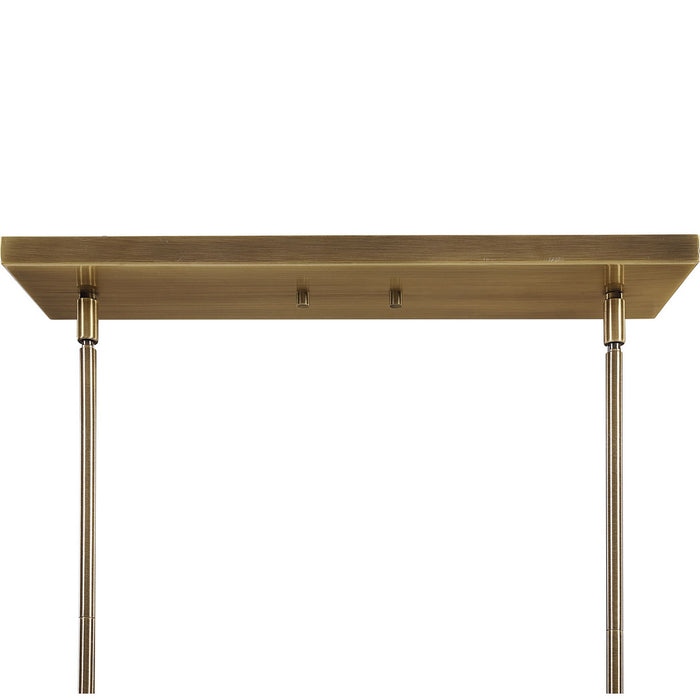 Uttermost 21346 Three Light Linear Chandelier, Aged Brass