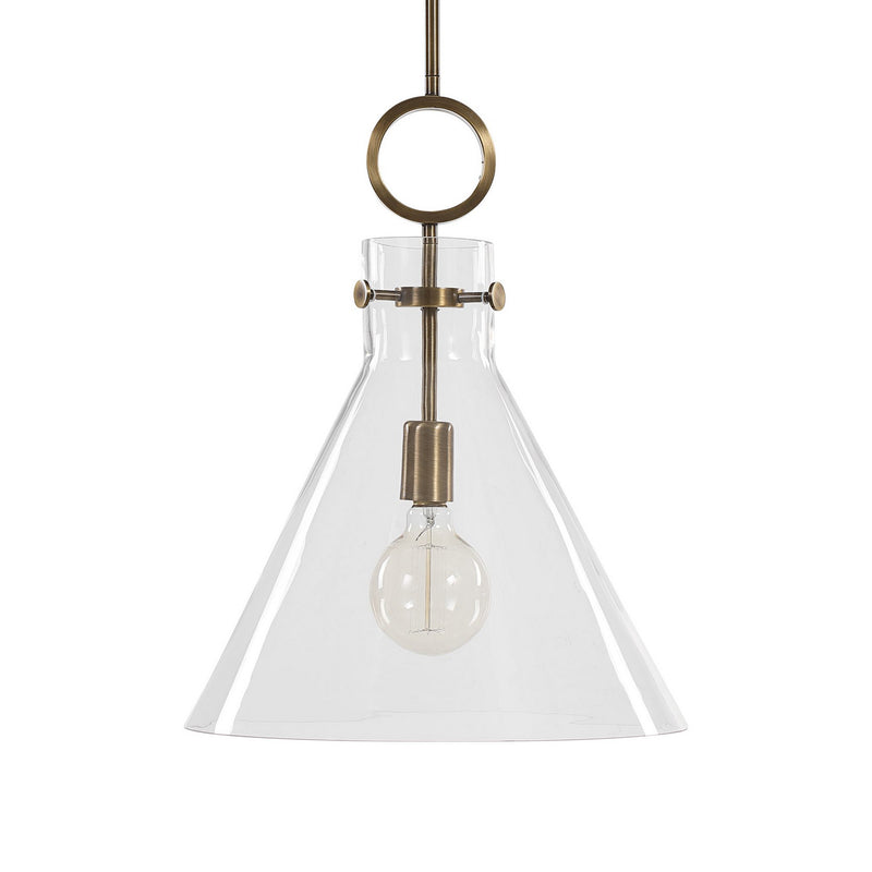 Uttermost 21548 One Light Pendant, Aged Brass