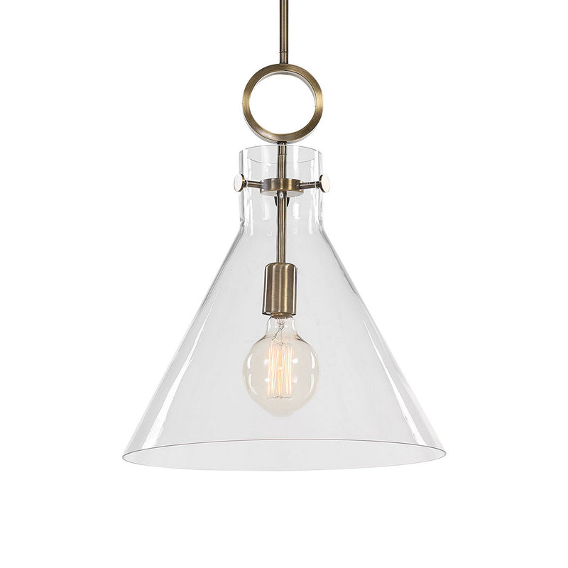 Uttermost 21548 One Light Pendant, Aged Brass