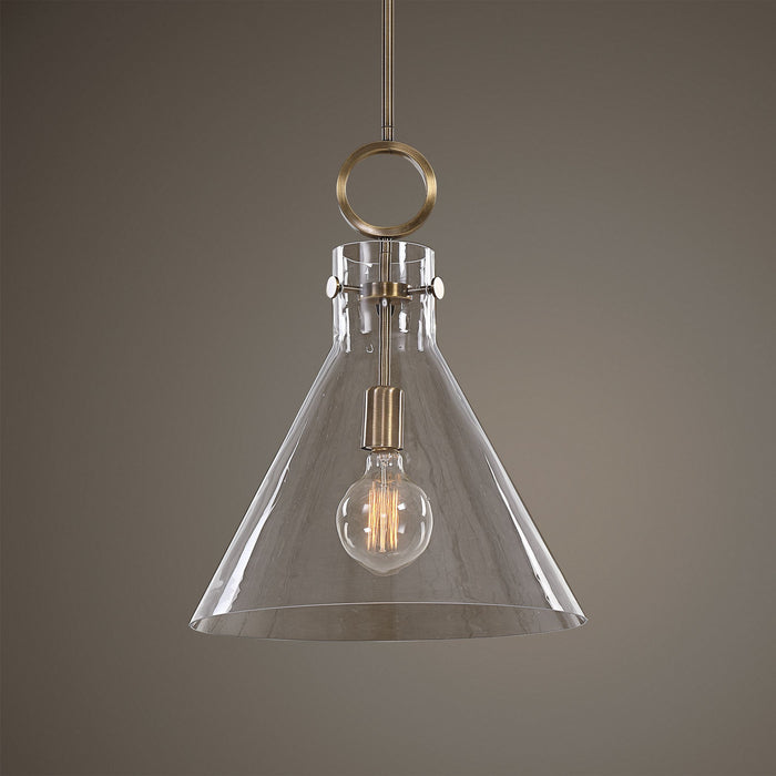 Uttermost 21548 One Light Pendant, Aged Brass