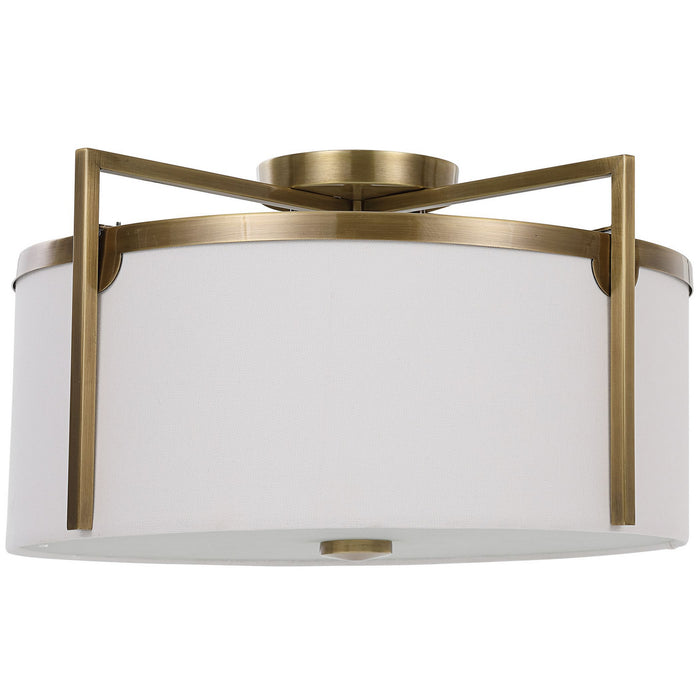 Uttermost 22283 Three Light Semi Flush Mount, Antique Brass