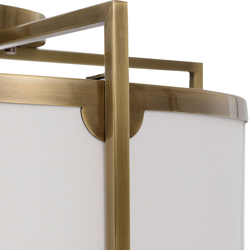 Uttermost 22283 Three Light Semi Flush Mount, Antique Brass