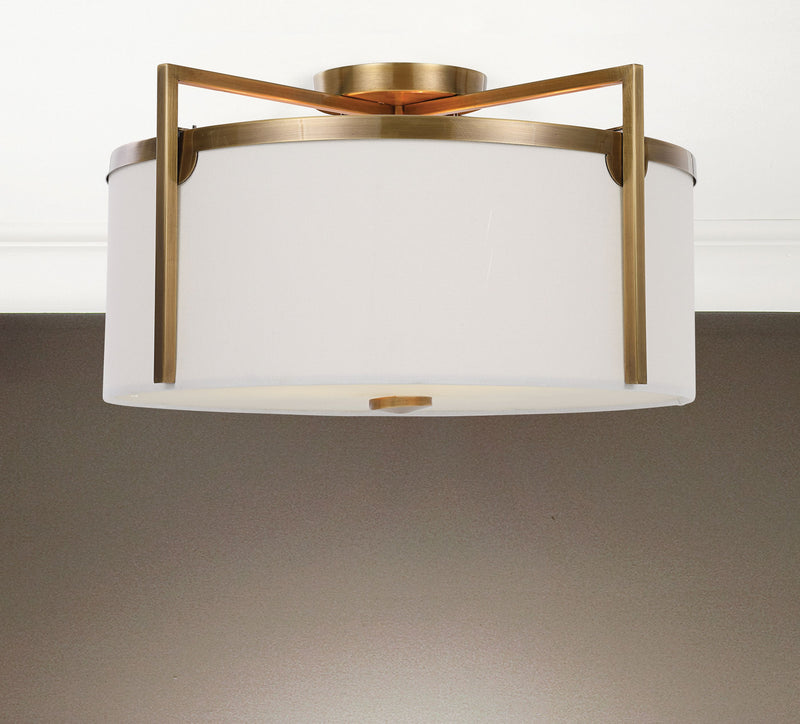 Uttermost 22283 Three Light Semi Flush Mount, Antique Brass
