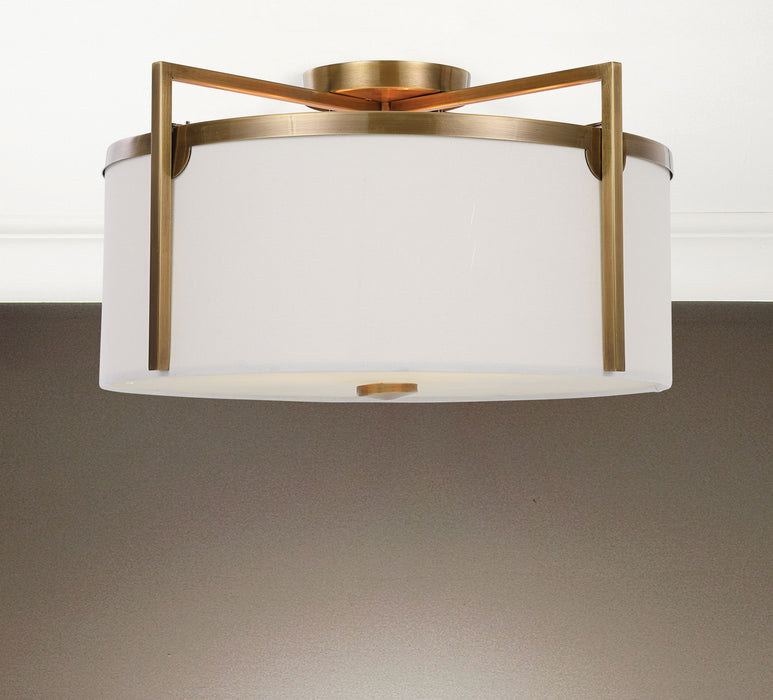 Uttermost 22283 Three Light Semi Flush Mount, Antique Brass