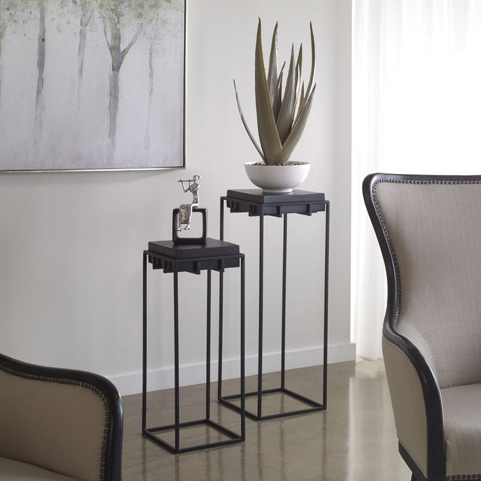 Uttermost 25107 Pedestal, Dark Oxidized Black