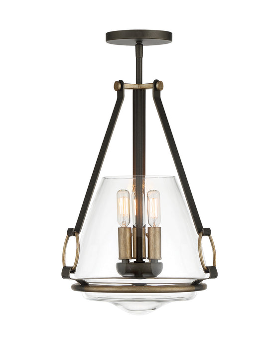 Minka-Lavery 3903-107 Three Light Pendant/Semi Flush Mount, Smoked Iron W/Aged Gold