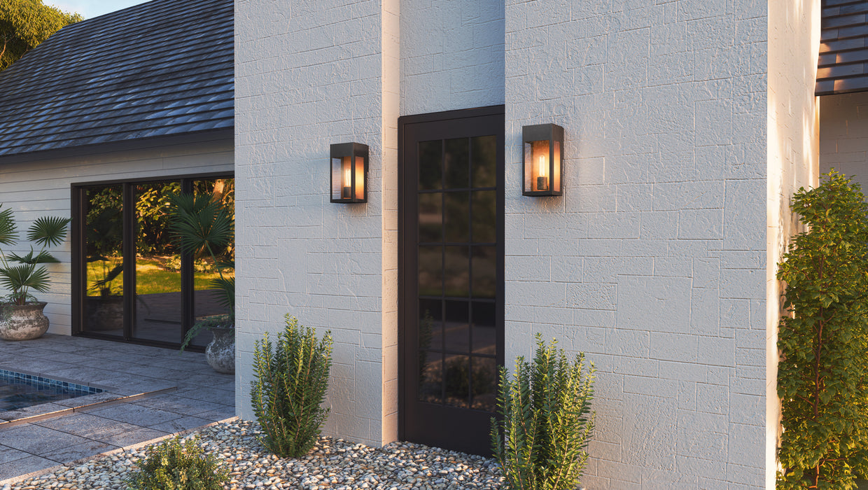 Quoizel MAE8406MBK One Light Outdoor Wall Mount, Matte Black