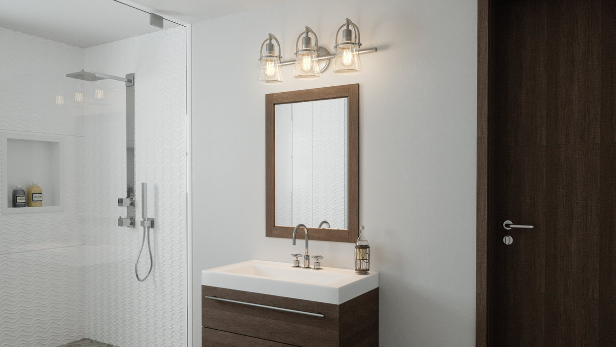 Quoizel STF8624BN Three Light Bath, Brushed Nickel