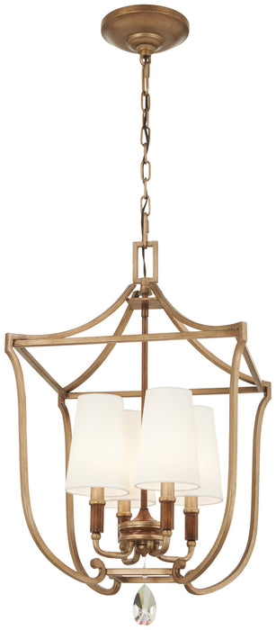 Metropolitan N6553-690 Four Light Pendant, Pale Gold W/ Distressed Bronze