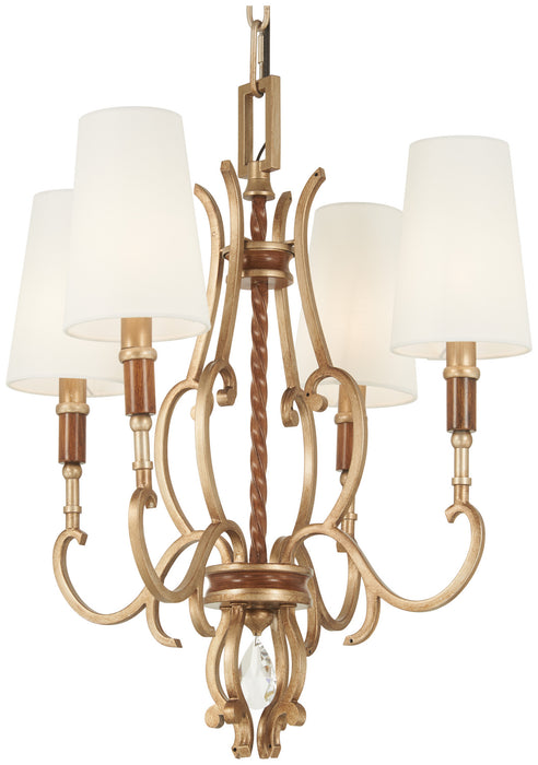 Metropolitan N6554-690 Four Light Chandelier, Pale Gold W/ Distressed Bronze