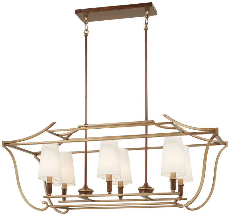 Metropolitan N6556-690 Six Light Island Pendant, Pale Gold W/ Distressed Bronze