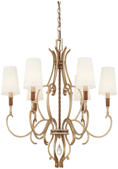 Metropolitan N6557-690 Six Light Chandelier, Pale Gold W/ Distressed Bronze