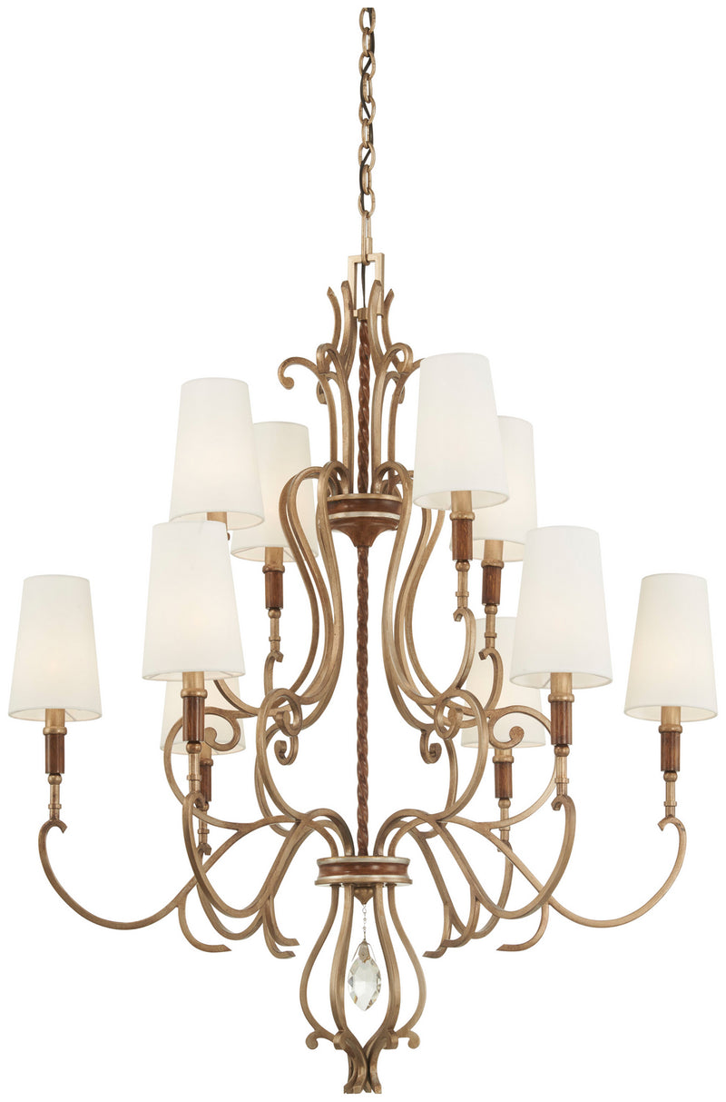 Metropolitan N6558-690 Ten Light Chandelier, Pale Gold W/ Distressed Bronze