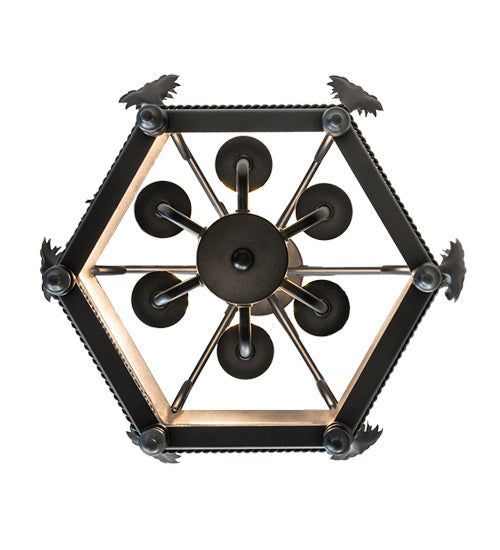 Meyda Tiffany 232110 Six Light Pendant, Oxidized Steel