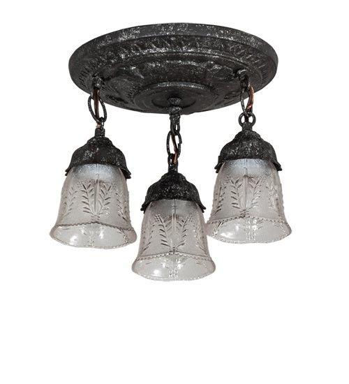 Meyda Tiffany 239970 Three Light Semi-Flushmount, Antique Pewter