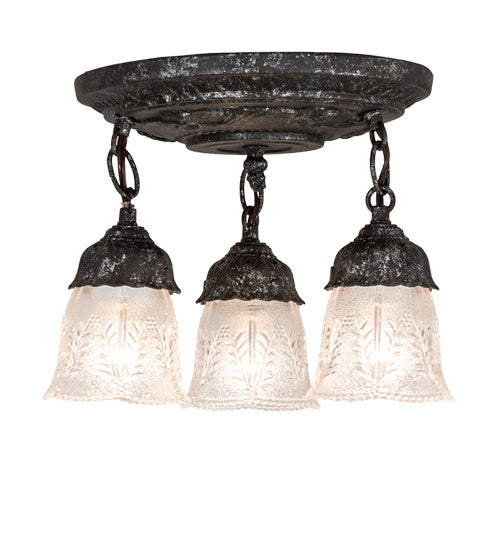 Meyda Tiffany 239970 Three Light Semi-Flushmount, Antique Pewter