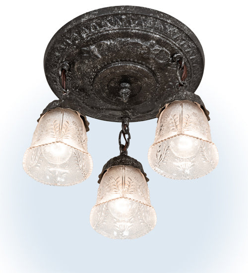 Meyda Tiffany 239970 Three Light Semi-Flushmount, Antique Pewter