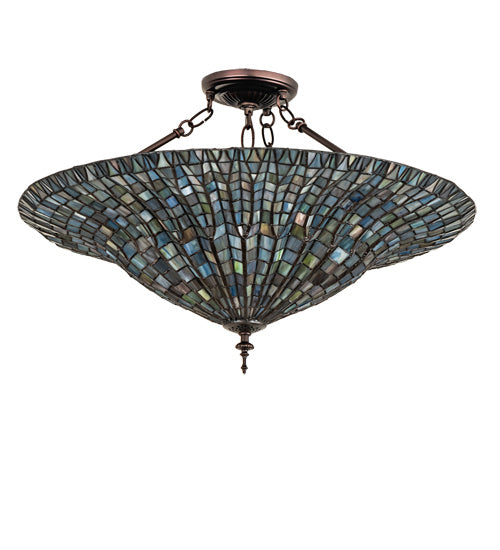 Meyda Tiffany 243228 Three Light Semi-Flushmount, Mahogany Bronze