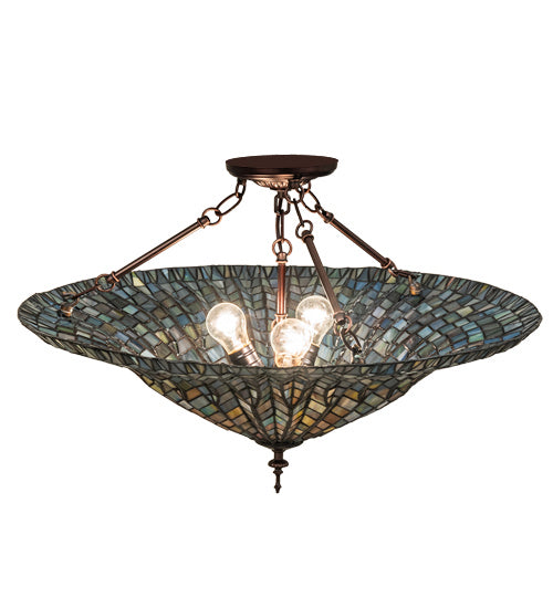 Meyda Tiffany 243228 Three Light Semi-Flushmount, Mahogany Bronze