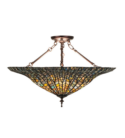 Meyda Tiffany 243228 Three Light Semi-Flushmount, Mahogany Bronze