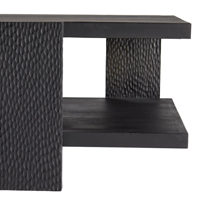 Arteriors 4900 Cocktail Table, Handcarved Soft Black Waxed