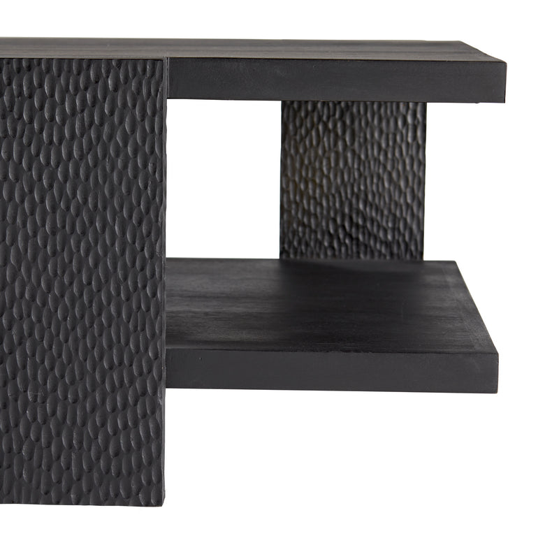 Arteriors 4900 Cocktail Table, Handcarved Soft Black Waxed