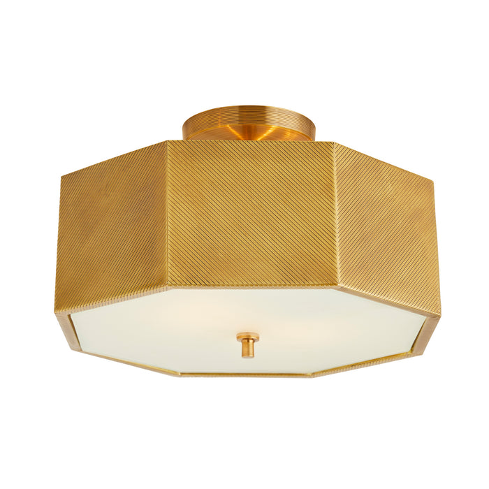 Arteriors 44763 Two Light Semi-Flush Mount, Antique Brass