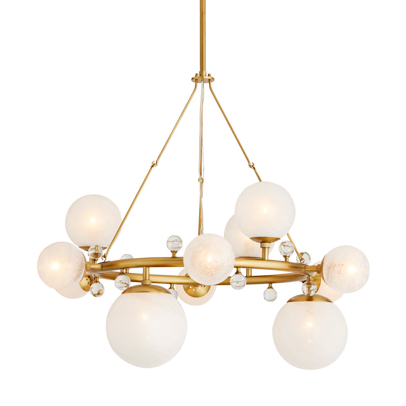 Arteriors 89447 12 Light Chandelier, Antique Brass