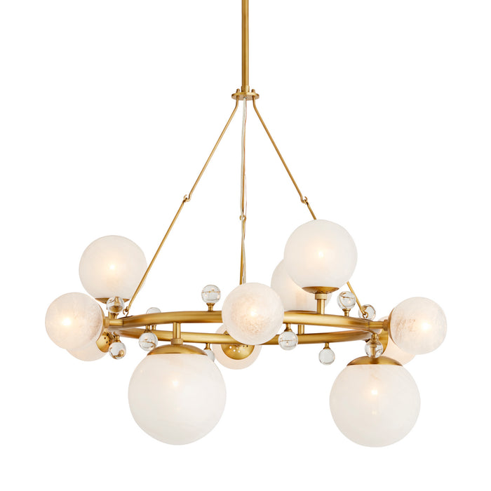 Arteriors 89447 12 Light Chandelier, Antique Brass