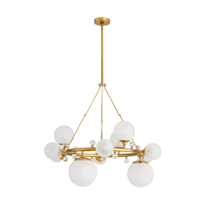 Arteriors 89447 12 Light Chandelier, Antique Brass
