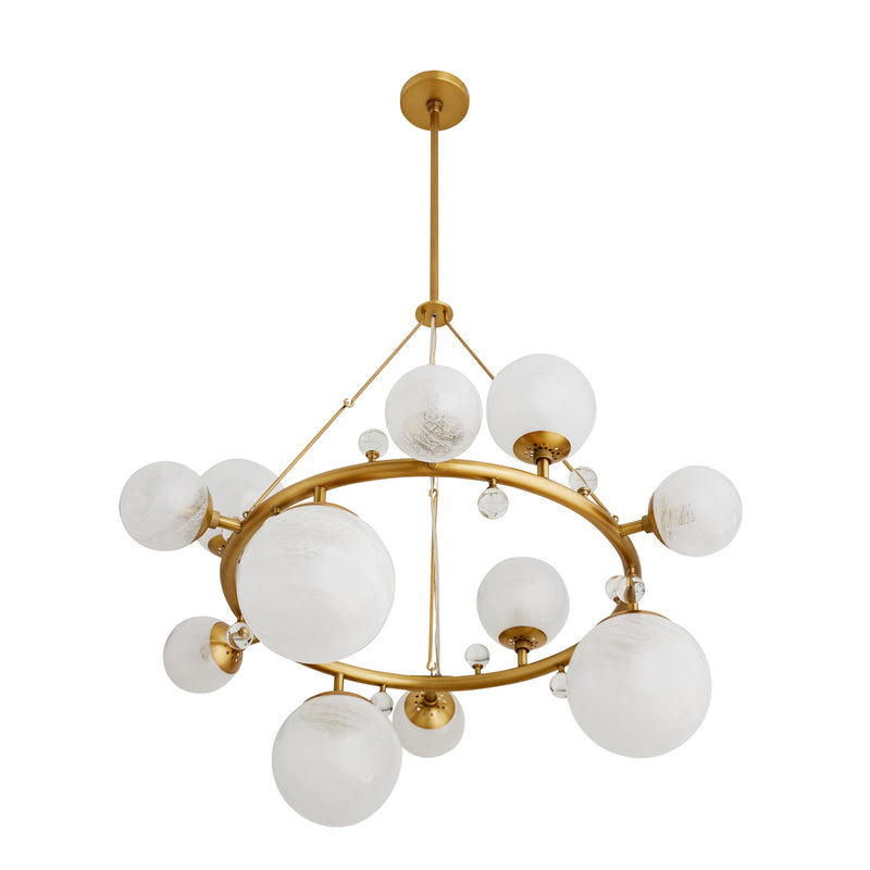 Arteriors 89447 12 Light Chandelier, Antique Brass