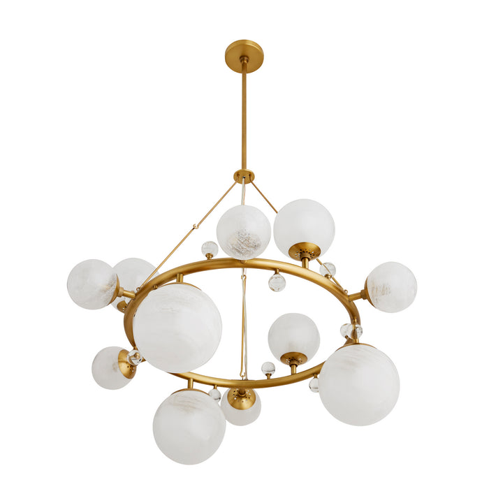 Arteriors 89447 12 Light Chandelier, Antique Brass