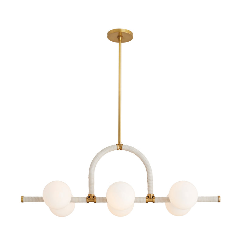 Arteriors 89467 Six Light Linear Chandelier, Antique Brass