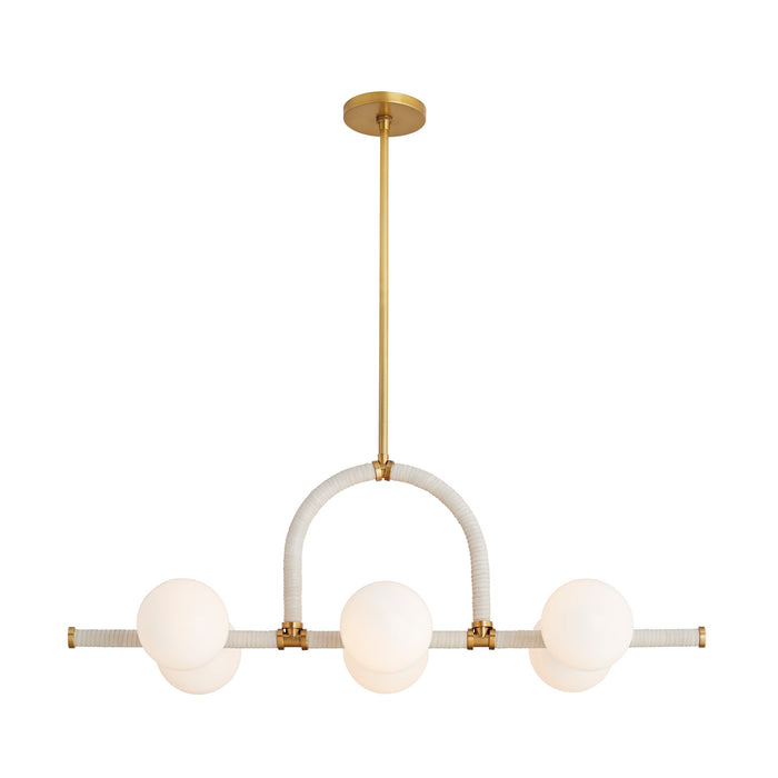 Arteriors 89467 Six Light Linear Chandelier, Antique Brass