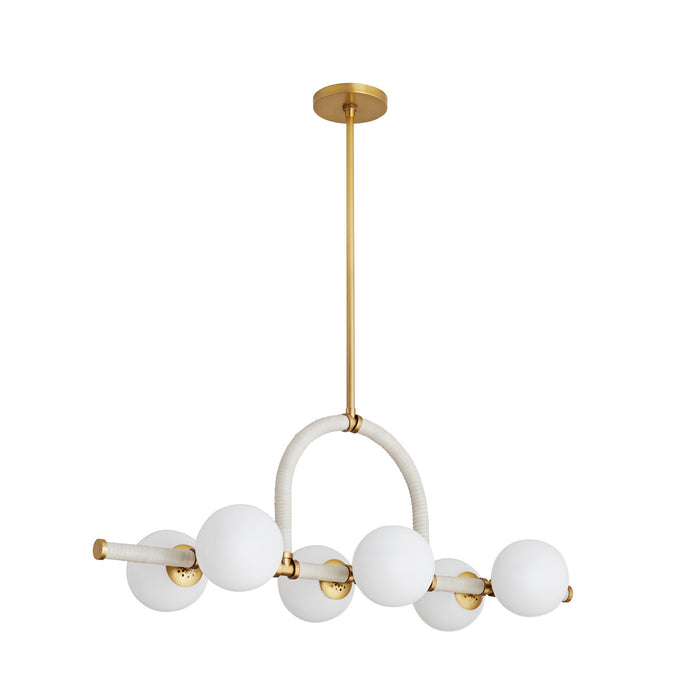 Arteriors 89467 Six Light Linear Chandelier, Antique Brass