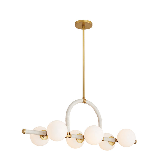 Arteriors 89467 Six Light Linear Chandelier, Antique Brass