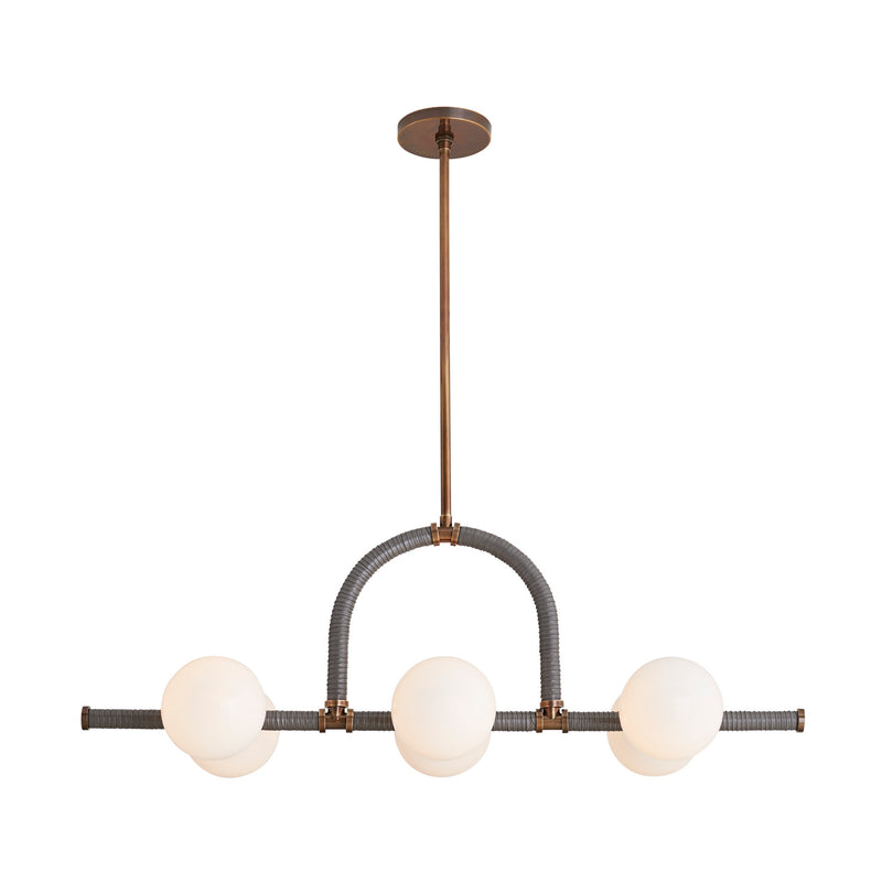 Arteriors 89469 Six Light Linear Chandelier, Heritage Brass