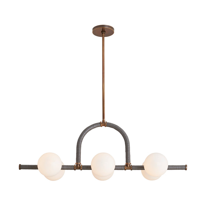 Arteriors 89469 Six Light Linear Chandelier, Heritage Brass
