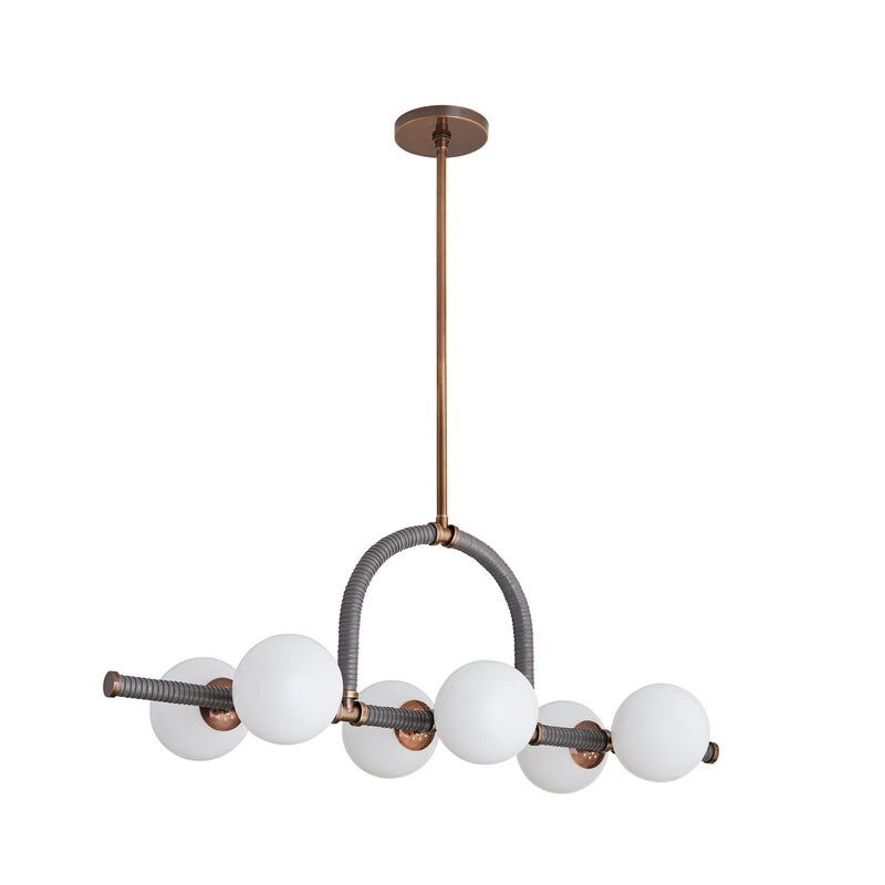 Arteriors 89469 Six Light Linear Chandelier, Heritage Brass