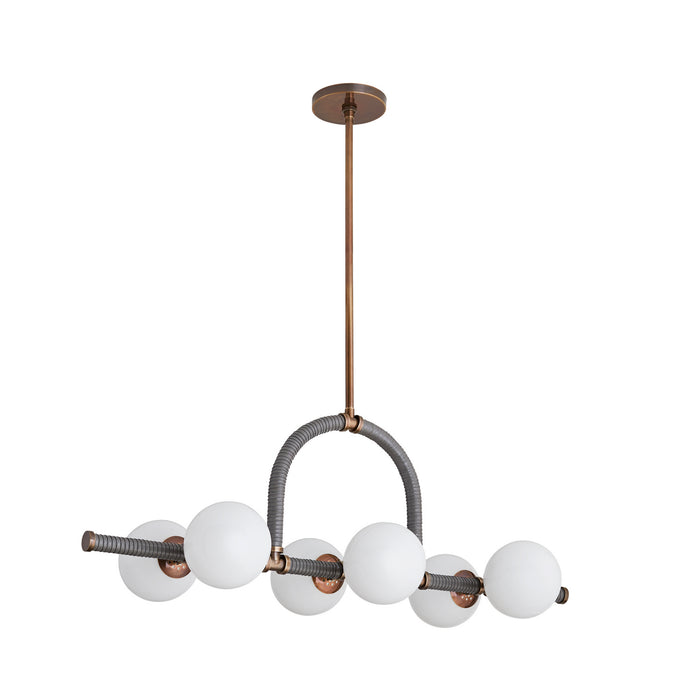 Arteriors 89469 Six Light Linear Chandelier, Heritage Brass