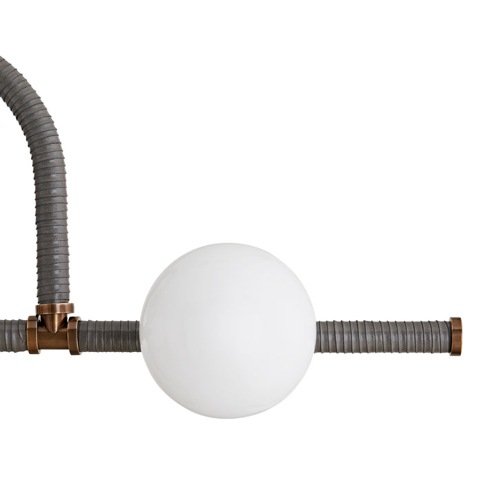 Arteriors 89469 Six Light Linear Chandelier, Heritage Brass