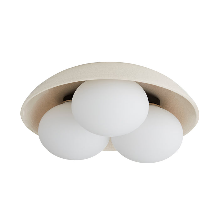 Arteriors DA49004 Three Light Flushmount, Ivory Stained Crackle