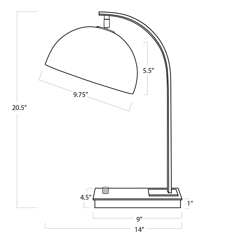 Regina Andrew 13-1451NB One Light Desk Lamp, Natural Brass