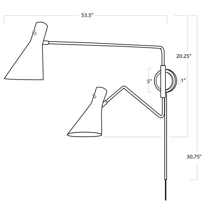 Regina Andrew 15-1135WTNB Two Light Wall Sconce, White