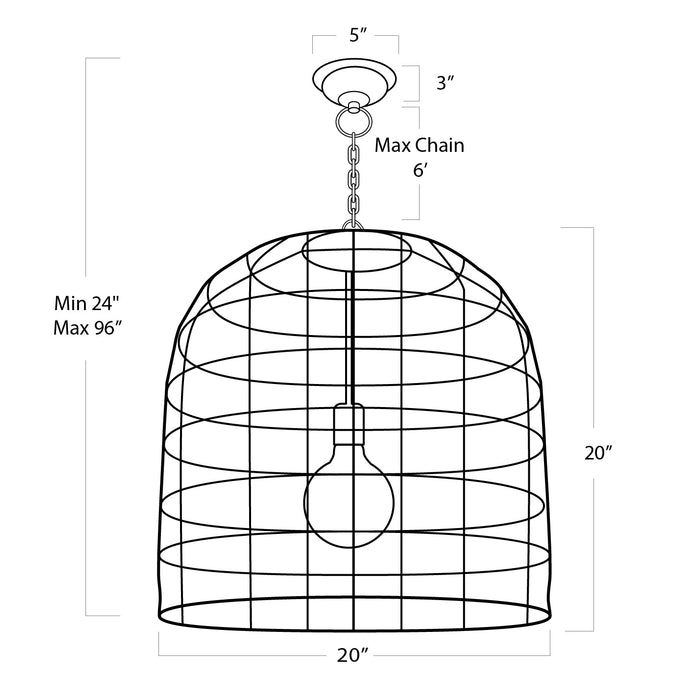 Regina Andrew 16-1294BLK One Light Pendant, Black